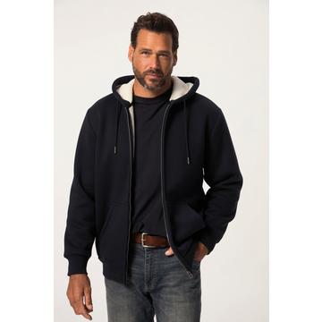 Giacca per l'outdoor in felpa con cappuccio, fodera di teddy e zip, fino alla tg. 8XL