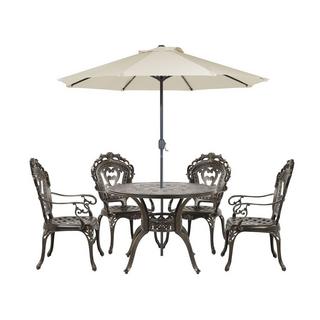 Beliani Gartentisch Set mit Schirm aus Aluminium Retro SAPRI  