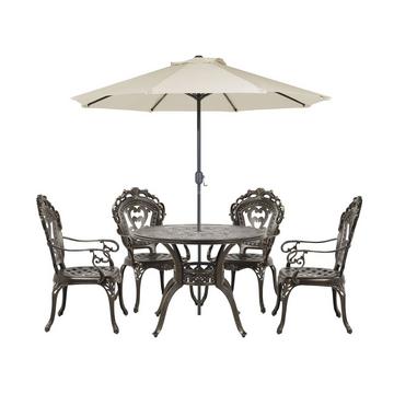 Gartentisch Set mit Schirm aus Aluminium Retro SAPRI