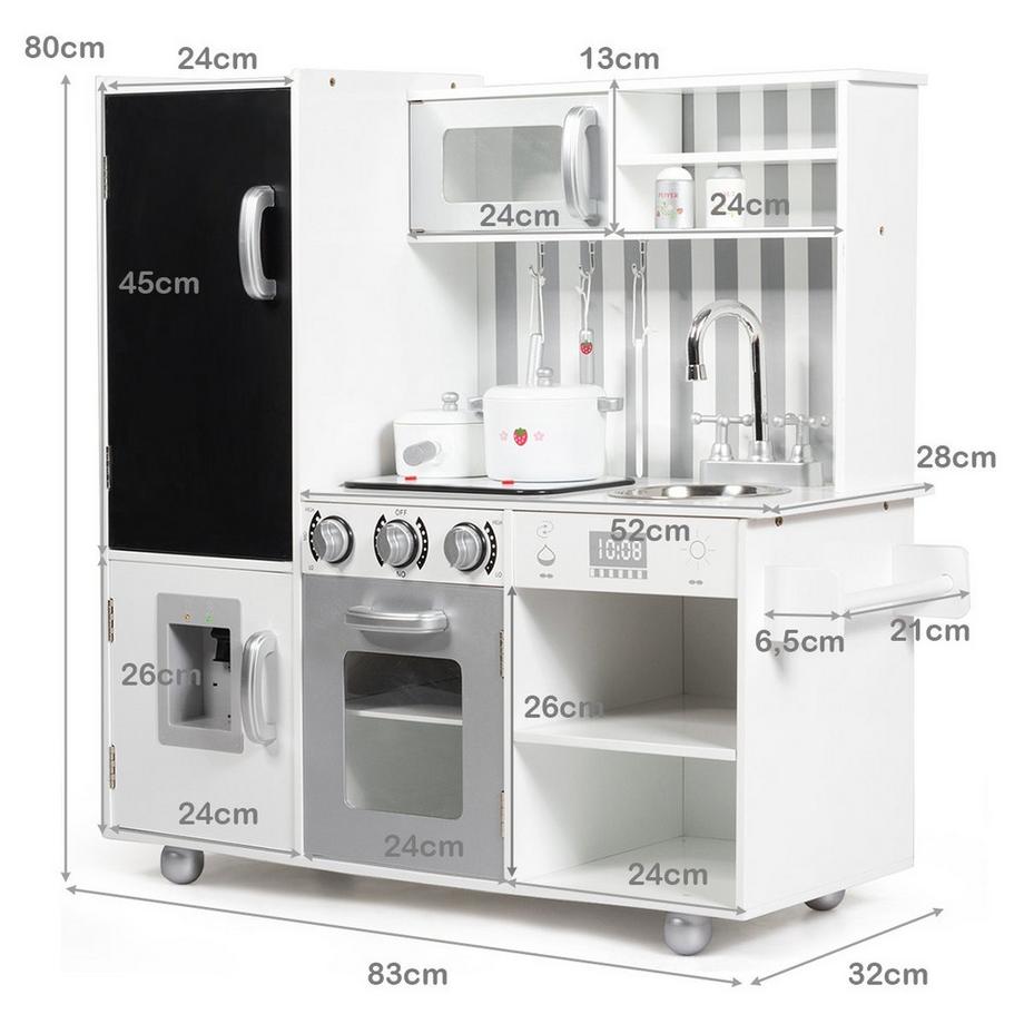 Northix  Kinderküche mit Tafel & Simulierten Geräuschen 83 x 32 x 80 cm Weiß 