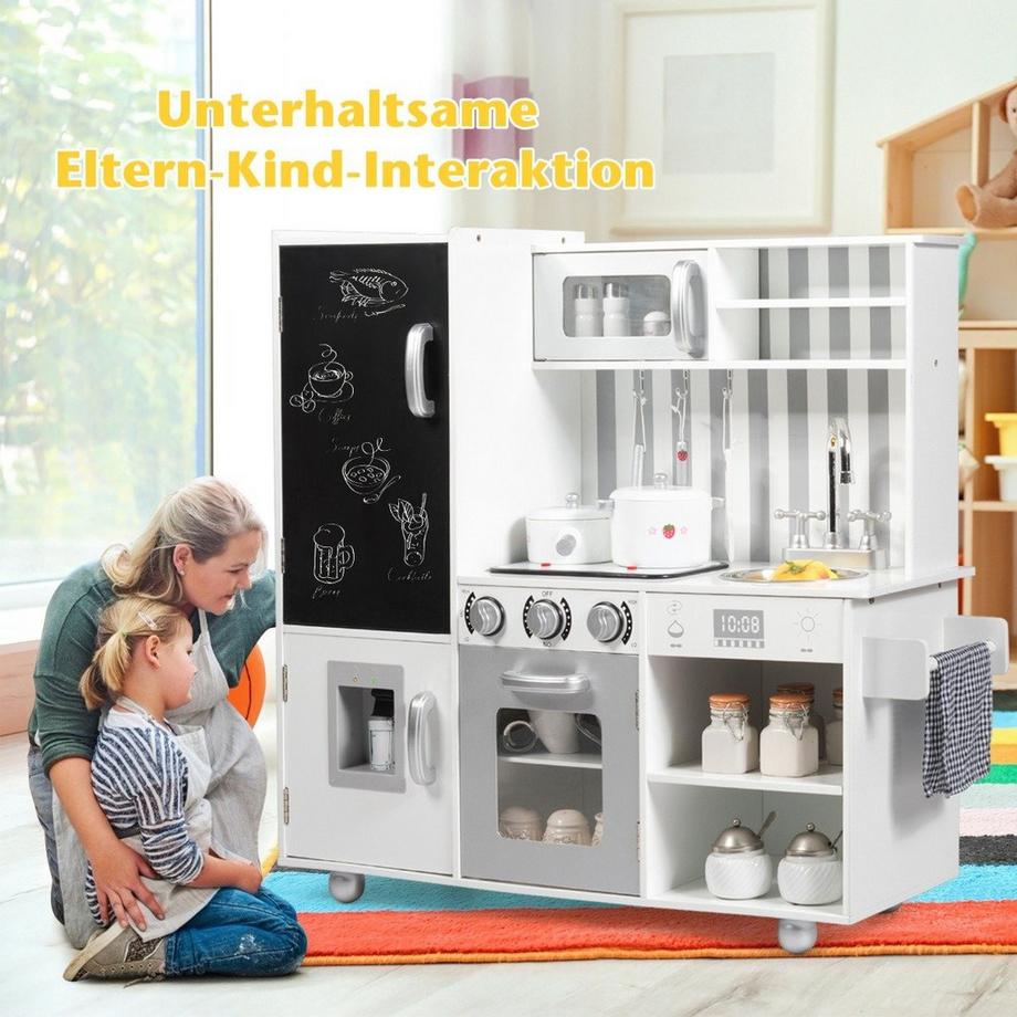 Northix  Kinderküche mit Tafel & Simulierten Geräuschen 83 x 32 x 80 cm Weiß 