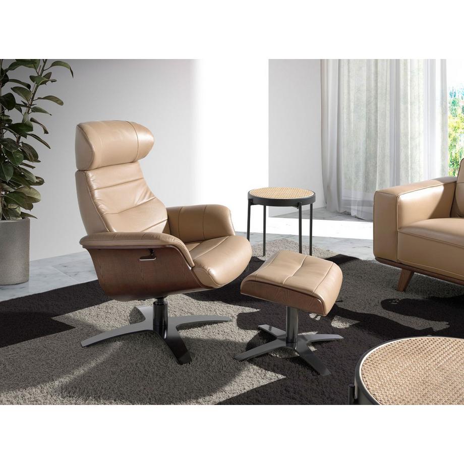 ANGEL CERDA Poltrona girevole reclinabile in pelle Sand  