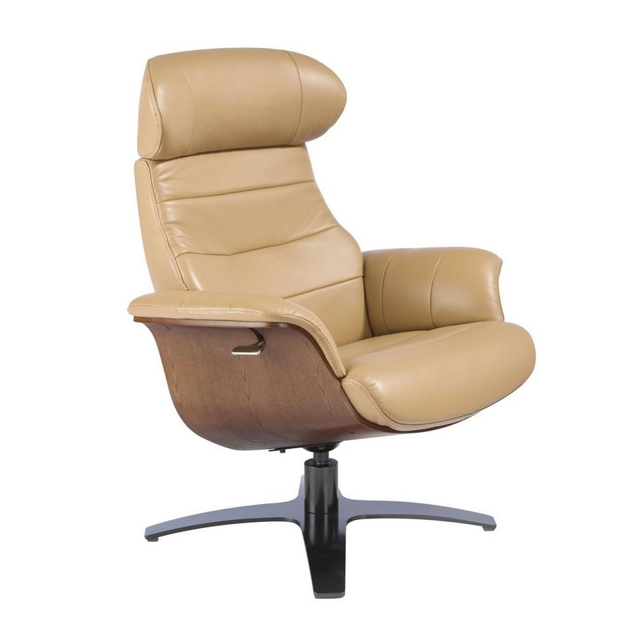 ANGEL CERDA Poltrona girevole reclinabile in pelle Sand  