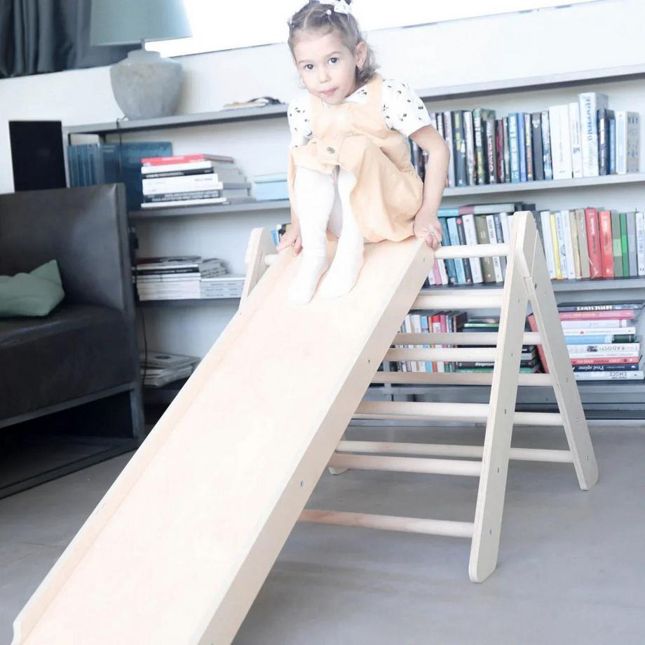 Montessori  Set - Pikler Dreieck mit Rutsche/Kletterleiter - beschichtungsfrei 