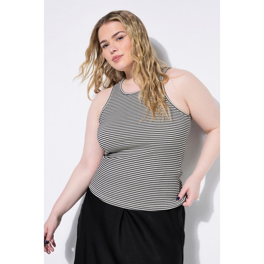 Studio Untold Tanktop Slim Shape Strukturjersey Ringel  