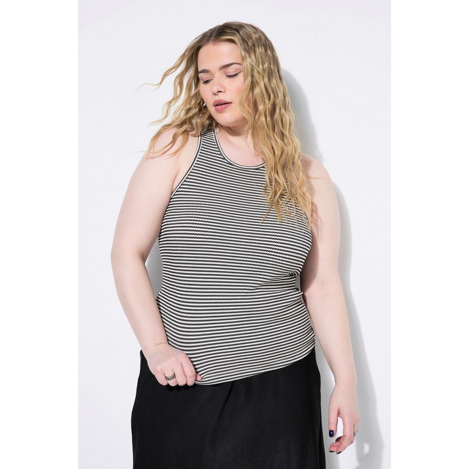 Studio Untold Tanktop Slim Shape Strukturjersey Ringel  