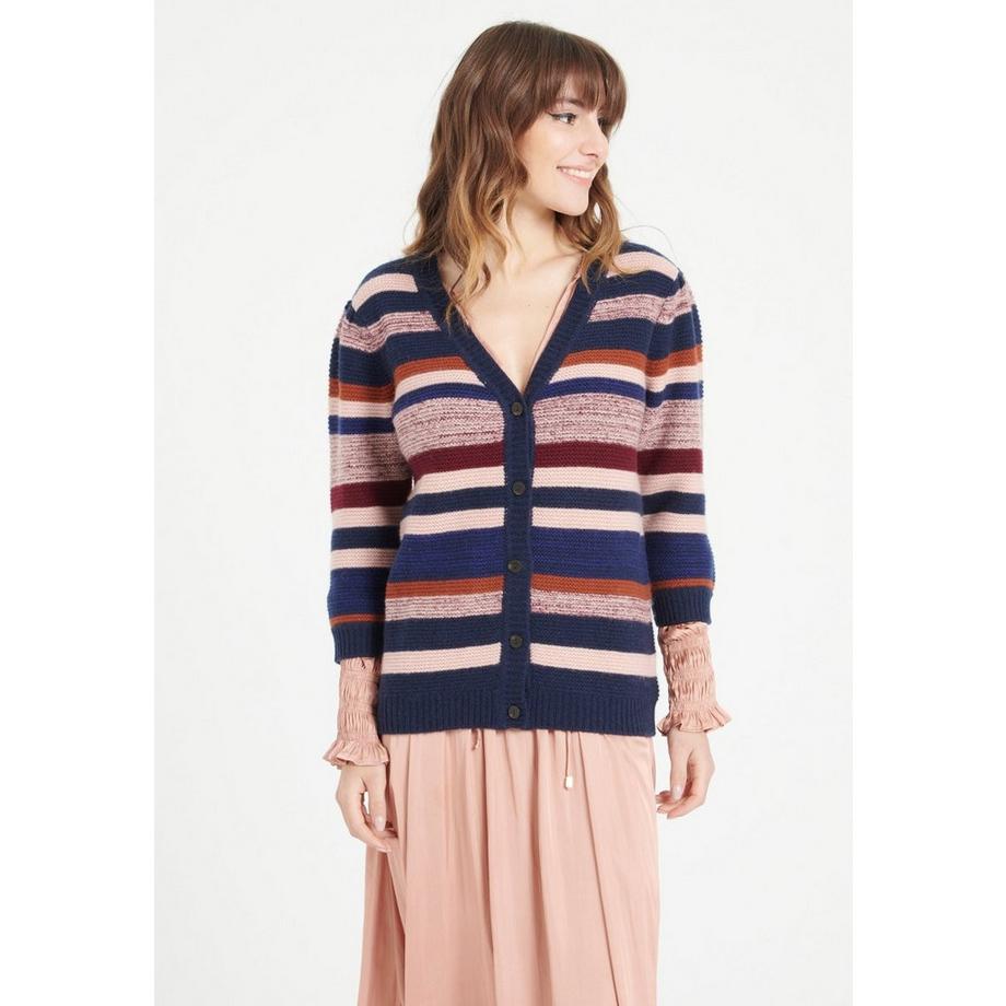 Studio Cashmere8 MIA 11 Cardigan Scollo a V a Righe 6 Fili  