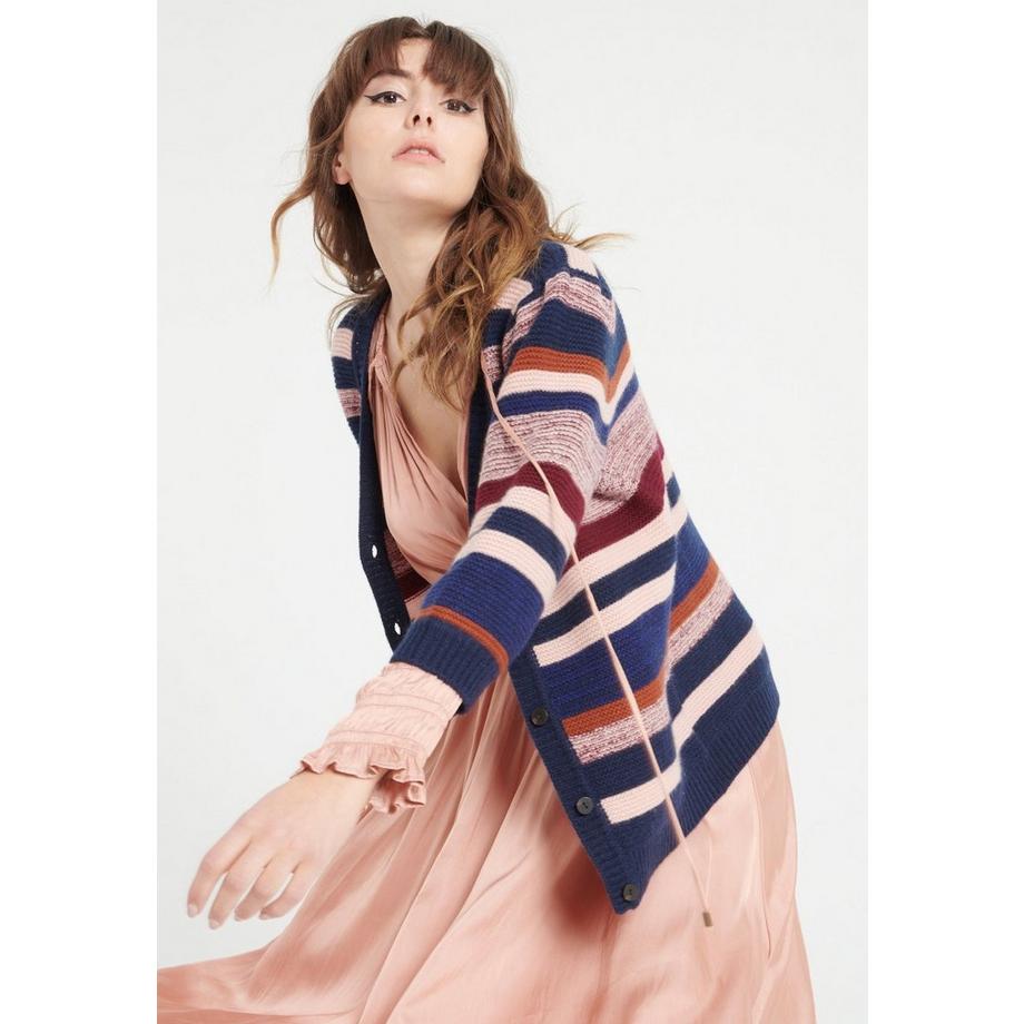 Studio Cashmere8 MIA 11 Cardigan Scollo a V a Righe 6 Fili  
