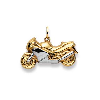 MUAU Schmuck  Anhänger Motorrad Bicolor Gelb-/Weissgold 750, 21x28mm 