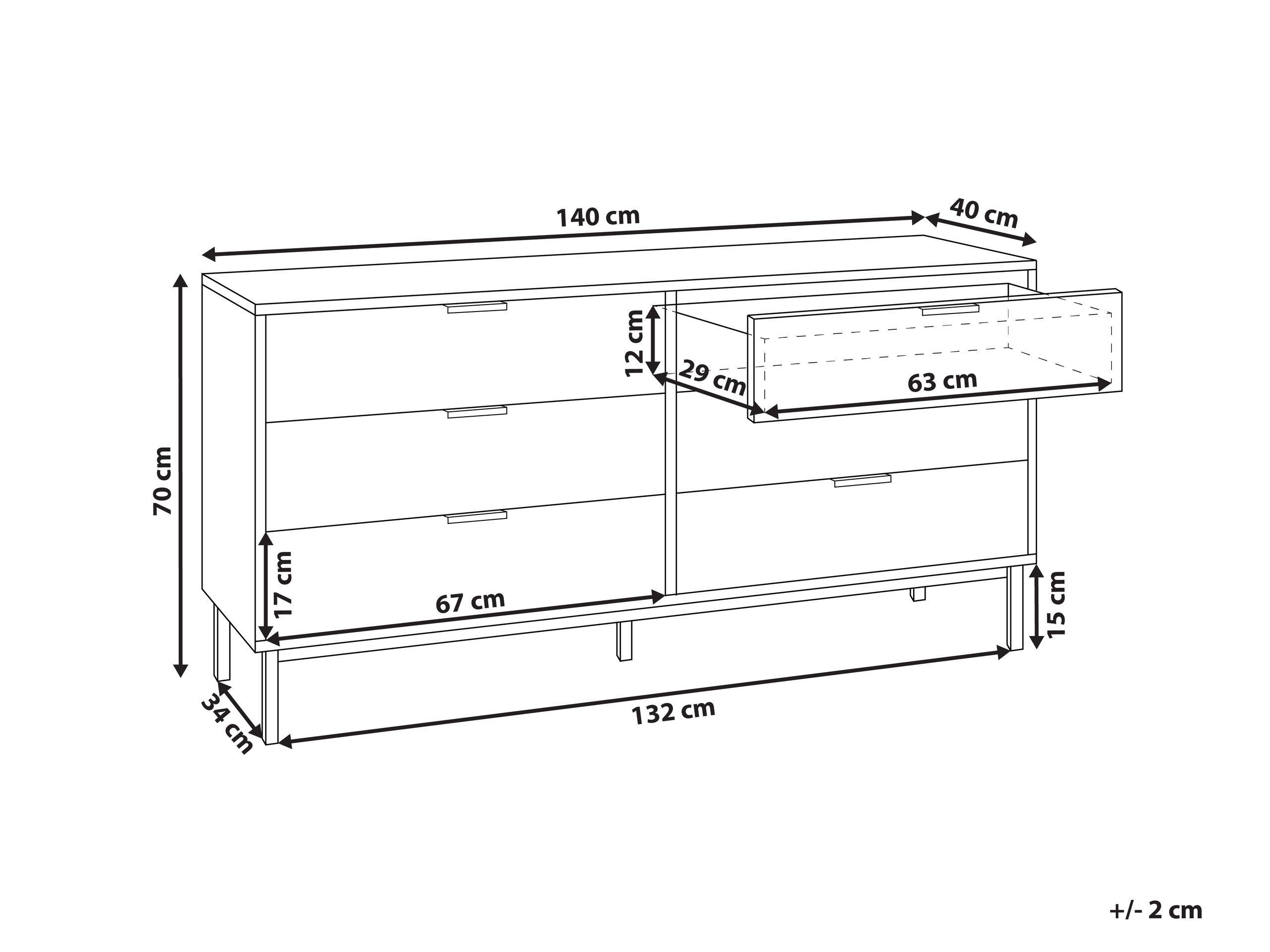 Beliani Cassettiera 6 cassetti en Fibra a media densità (MDF) Moderno ROYALLA  