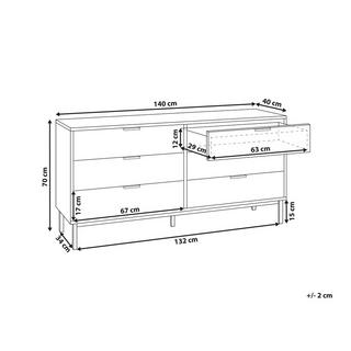 Beliani Cassettiera 6 cassetti en Fibra a media densità (MDF) Moderno ROYALLA  