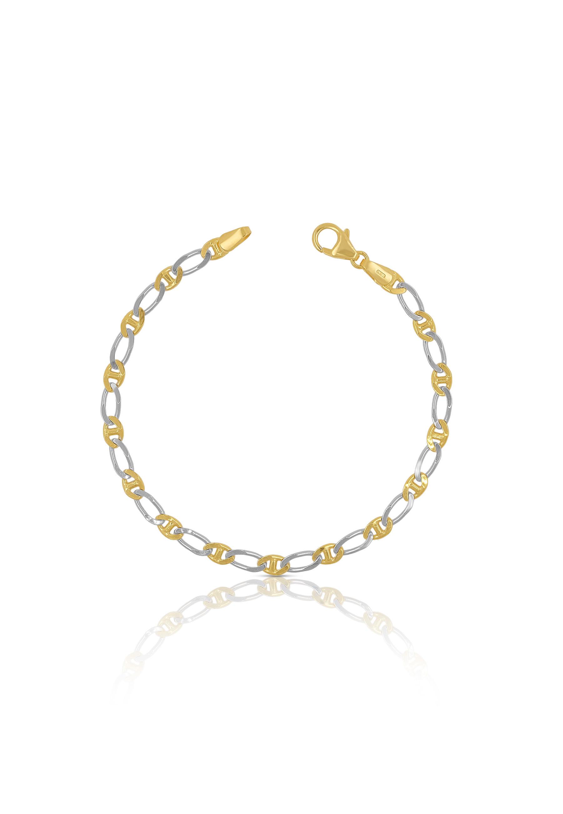 MUAU Schmuck  Bracelet Fantasie Bicolor Gelbgold-/Weissgold 750, 3.9mm, 21cm 