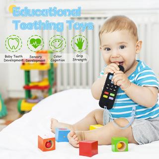 Activity-board  Dentition pour bébé avec télécommande, aide à la dentition en silicone sans BPA avec chaîne de tétine en silicone pour bébé 