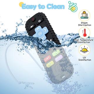 Activity-board  Dentition pour bébé avec télécommande, aide à la dentition en silicone sans BPA avec chaîne de tétine en silicone pour bébé 