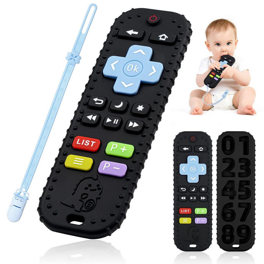 Activity-board  Baby-Fernbedienung Beißring, Silikon Beißhilfe Baby BPA-frei mit Baby Schnuller Kette Silikon 