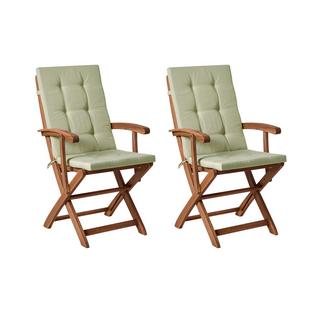 Beliani Lot de 2 chaises de jardin avec coussins en Acacia Rustique MAUI PREMIUM  
