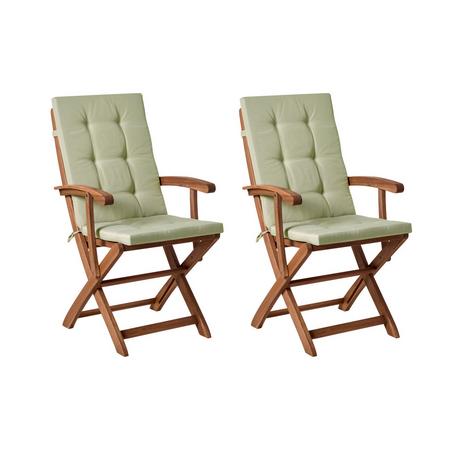 Beliani Lot de 2 chaises de jardin avec coussins en Acacia Rustique MAUI PREMIUM  