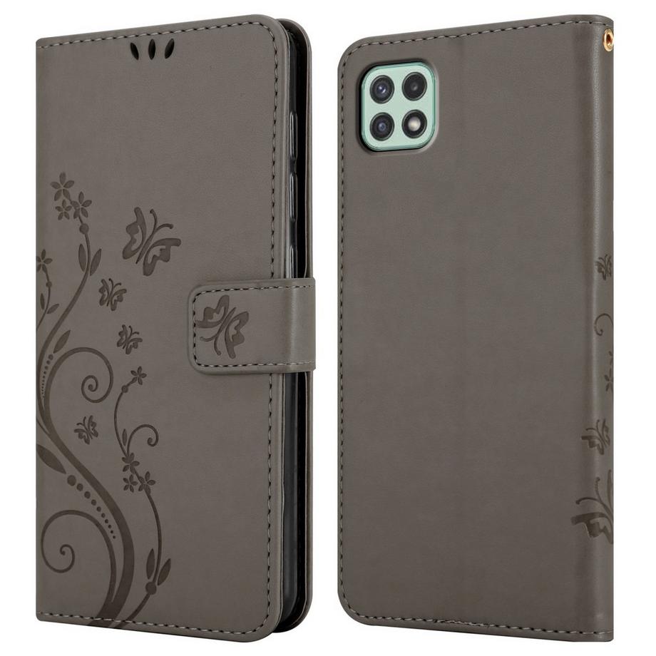 Cadorabo  Housse compatible avec Samsung Galaxy A22 5G - Coque de protection au design floral avec fermeture magnétique, fonction de support et emplacements pour cartes 