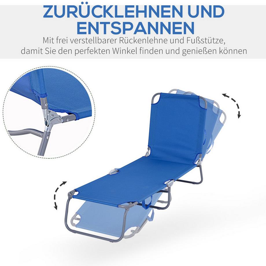 Northio Sonnenliege Campingliege klappbarer Liegestuhl mit verstellbarer Rückenlehne bis 120 kg belastbar für Balkon Terrasse Oxford Blau  
