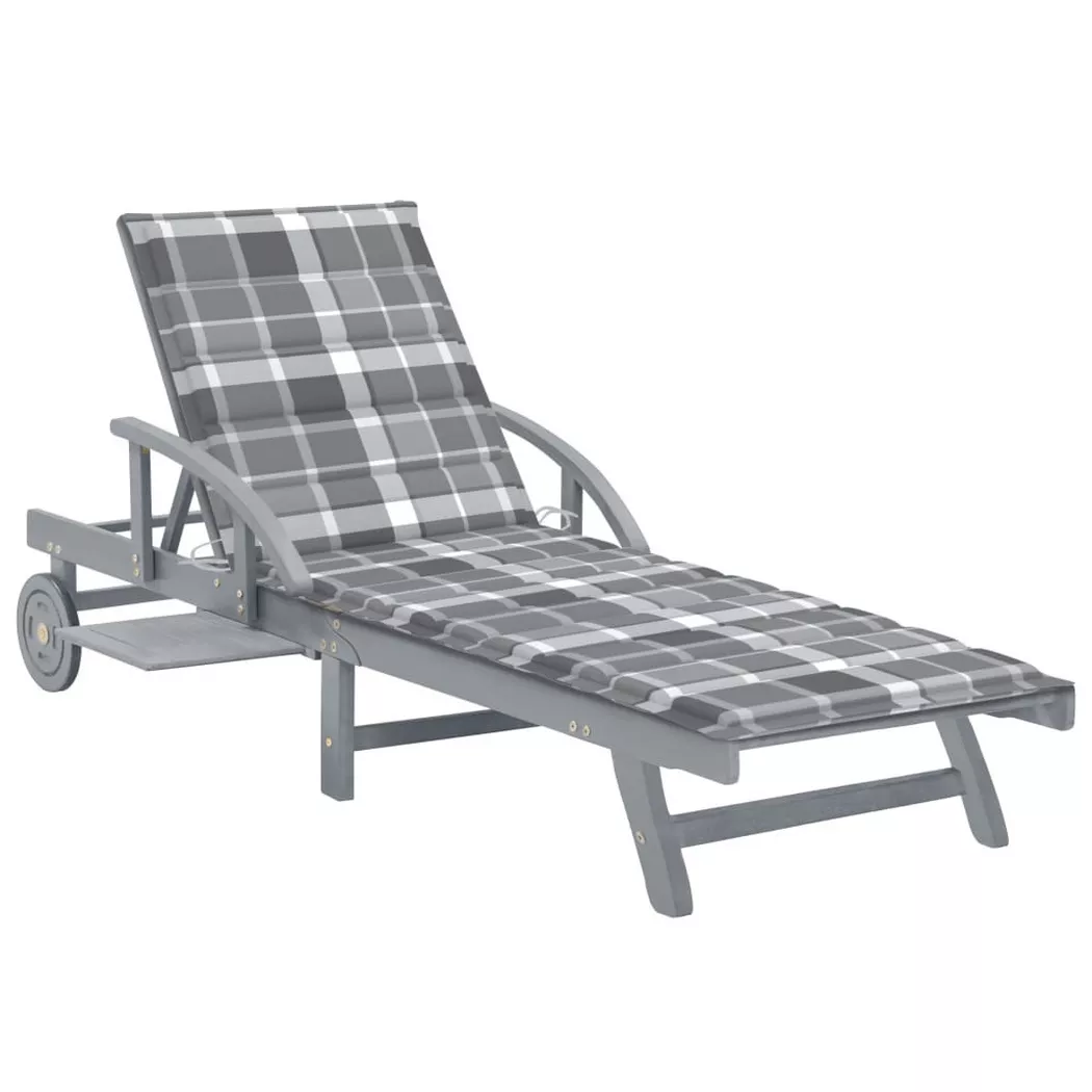 Chaise longue de jardin avec coussin Bois d acacia solide