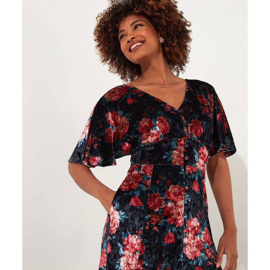 Joe Browns Velours Blumenmuster Kleid mit Bindegürtel  