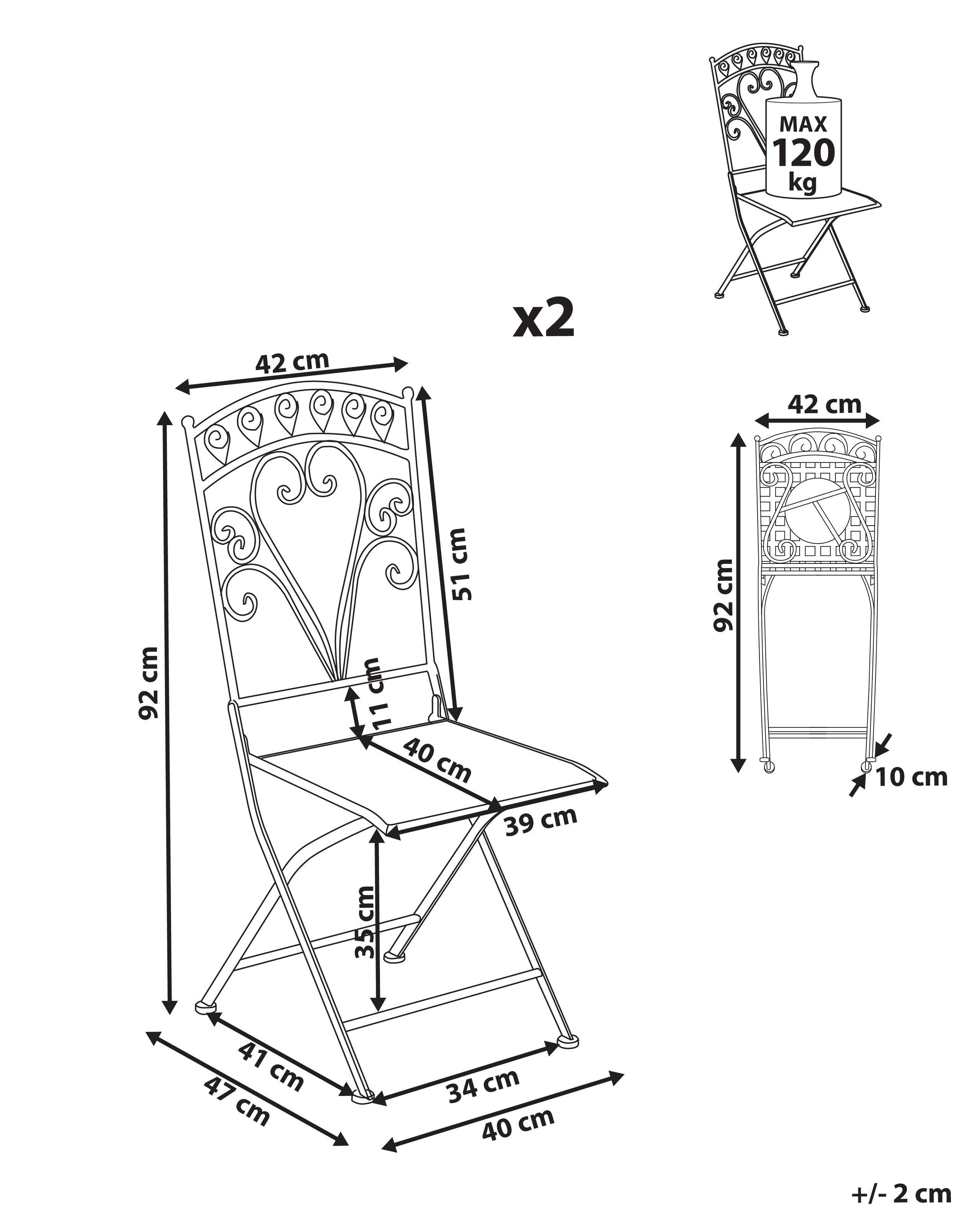 Beliani Set di 2 sedie da giardino en Ferro Retrò NURRA  
