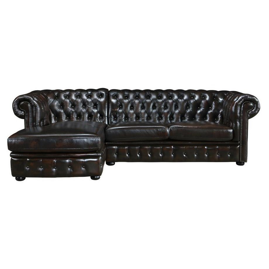 Vente-unique Divano angolare Chesterfield in pelle di bufalo 100% e con riflessi castani Angolo a sinistra BRENTON  