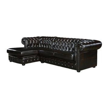 Chesterfield Ecksofa Büffelleder Ecke Links Dunkelbraun BRENTON