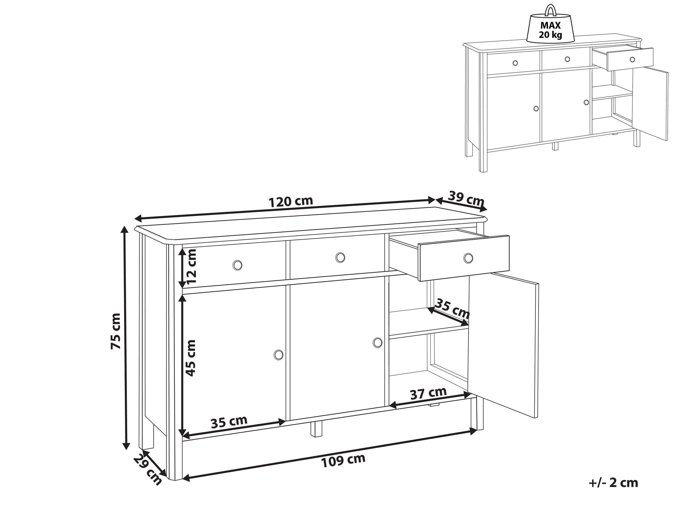 Beliani Sideboard mit 3 Türen aus MDF-Platte Modern OLATE  