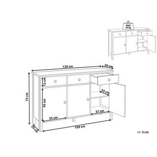 Beliani Credenza a 3 ante en Fibra a media densità (MDF) Moderno OLATE  