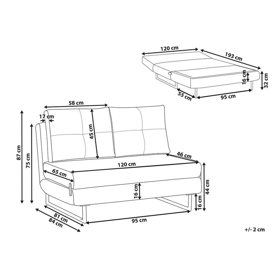 Beliani Canapé 2 places en Tissu  JERSLEV  