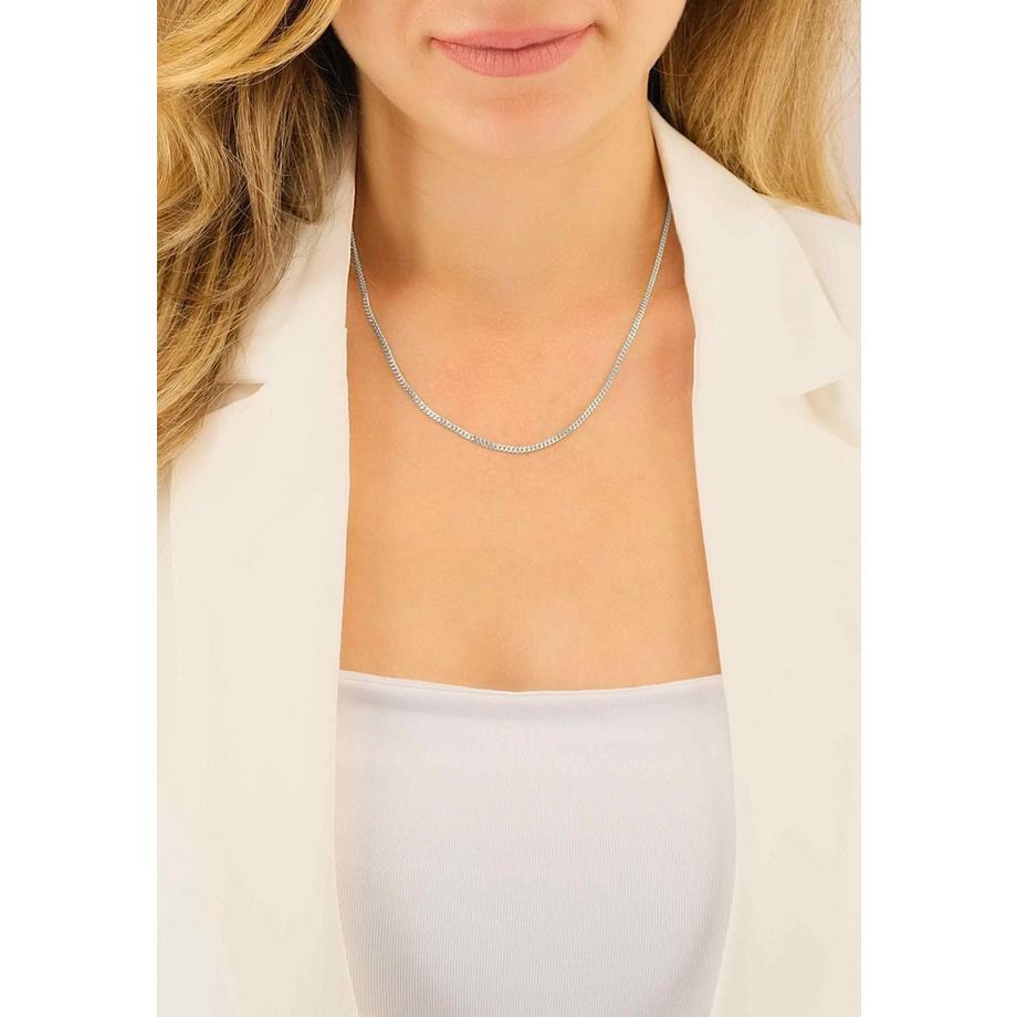 MUAU Schmuck  Collier Panzer Weissgold 750, 2.1mm, 45cm 