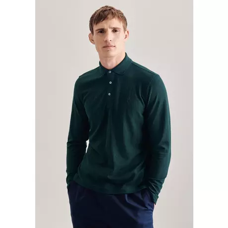 Seidensticker Polo-Shirt Fit Langarm Uni  Verde