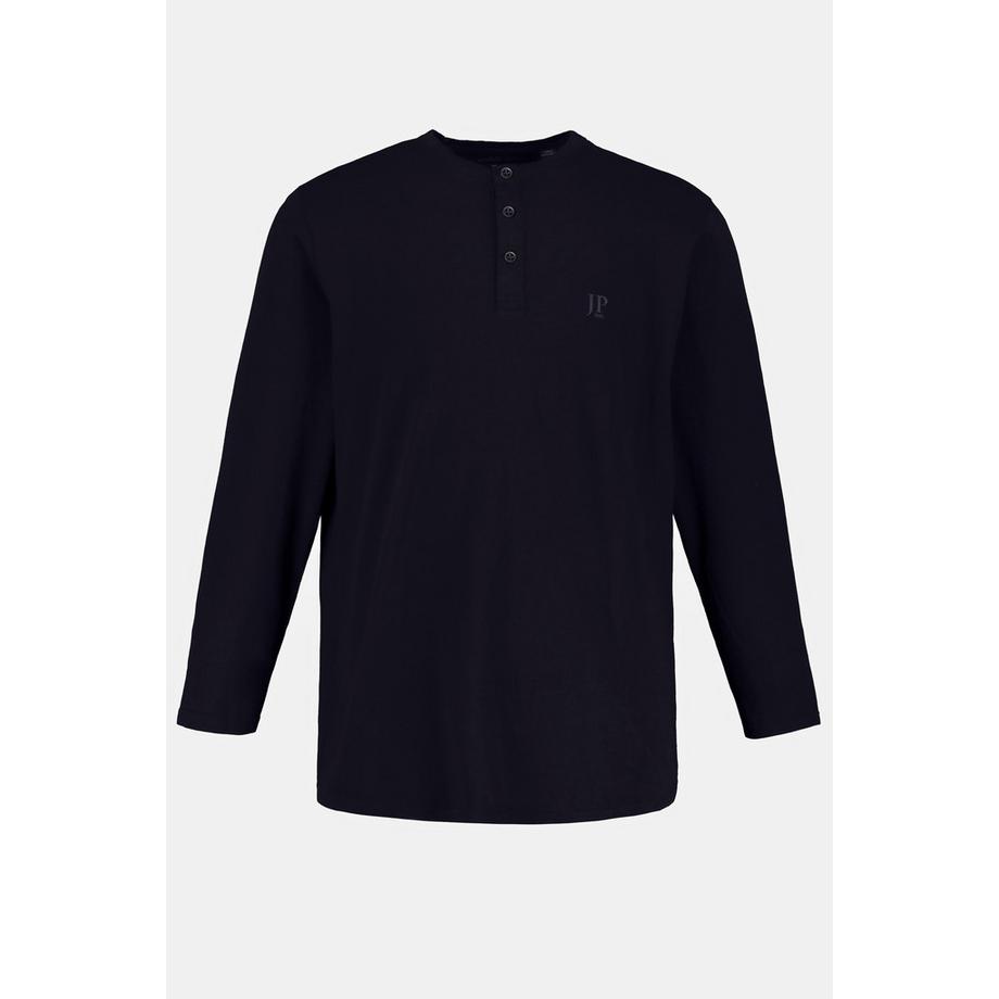 JP1880 T-shirt Henley basique à manches longues avec patte de boutonnage  