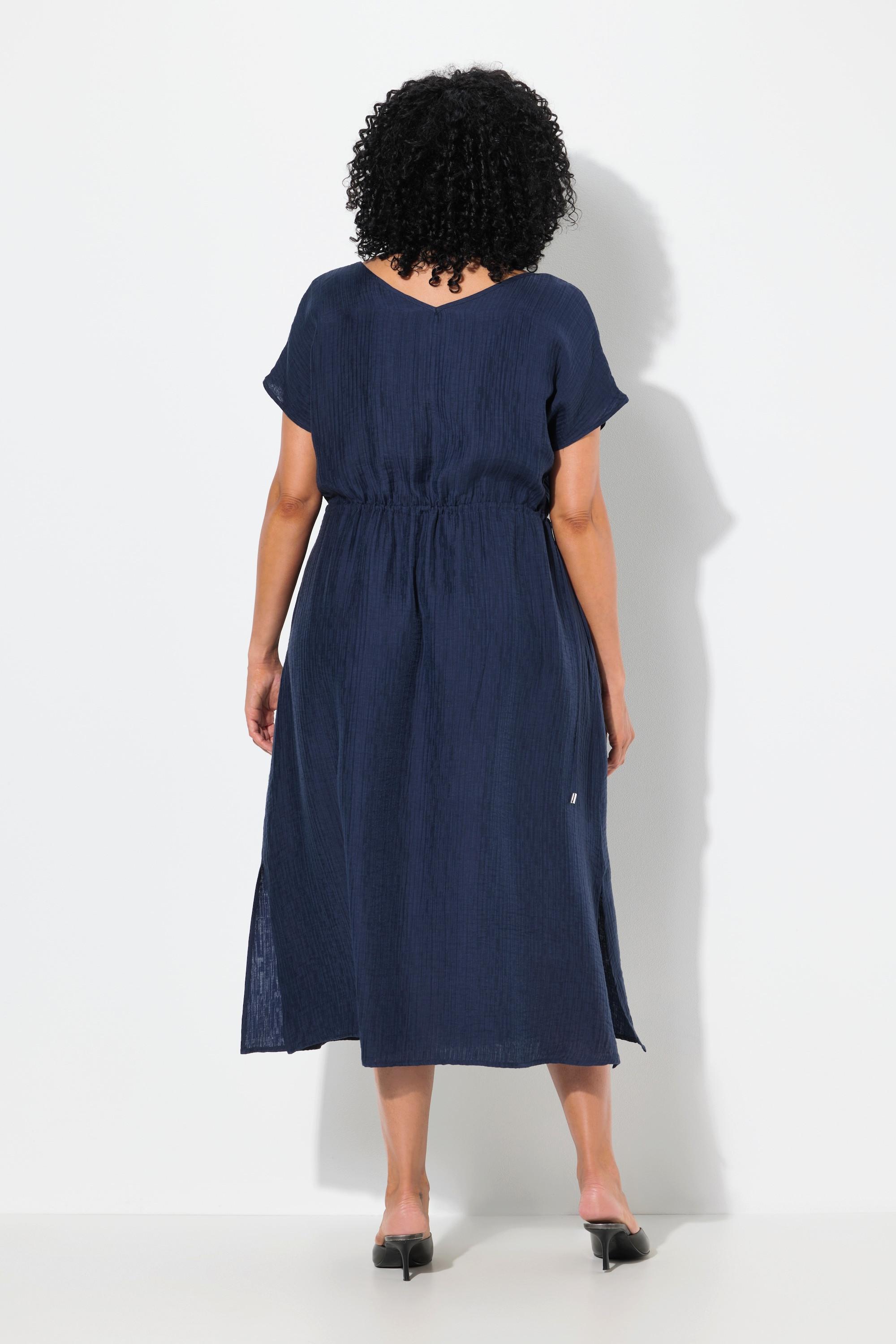 Ulla Popken Abito Maxi Coulisse Scollo a V Senza Maniche  