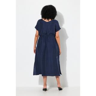 Ulla Popken Abito Maxi Coulisse Scollo a V Senza Maniche  