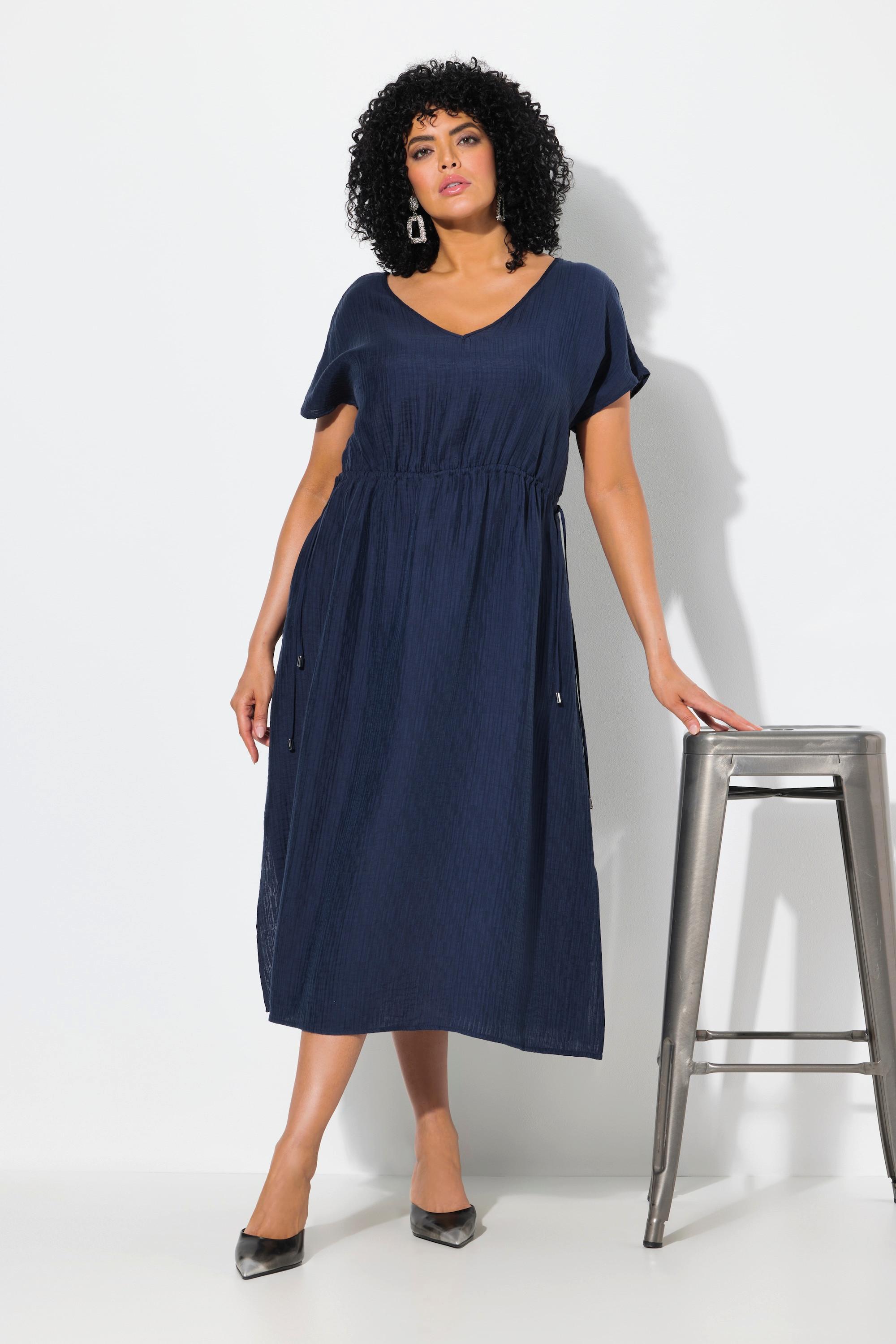 Ulla Popken Abito Maxi Coulisse Scollo a V Senza Maniche  