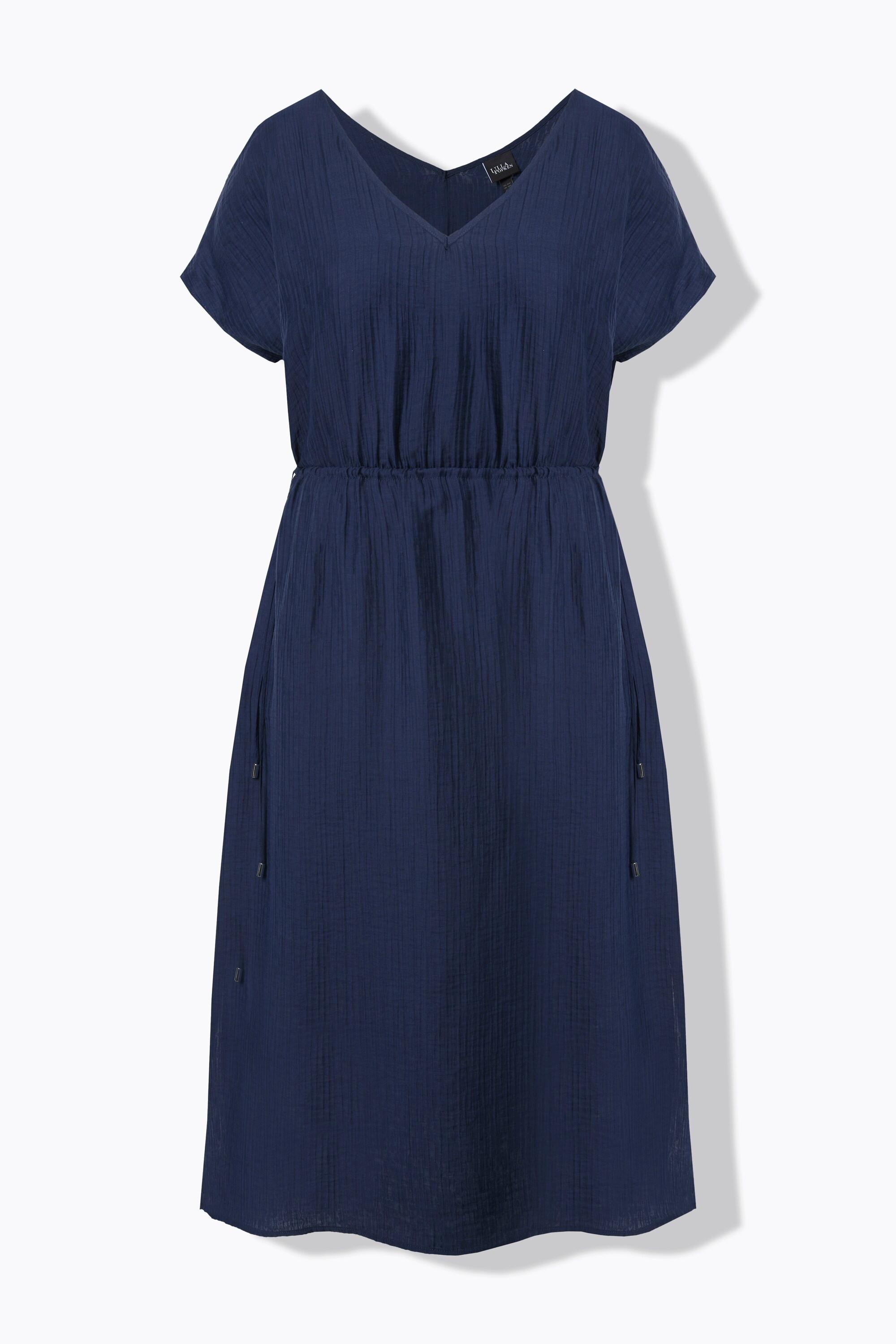 Ulla Popken Abito Maxi Coulisse Scollo a V Senza Maniche  