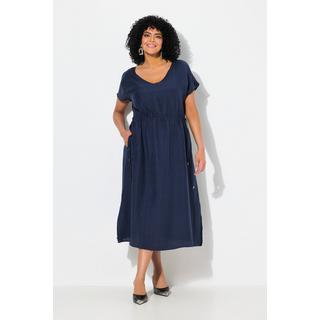 Ulla Popken Abito Maxi Coulisse Scollo a V Senza Maniche  