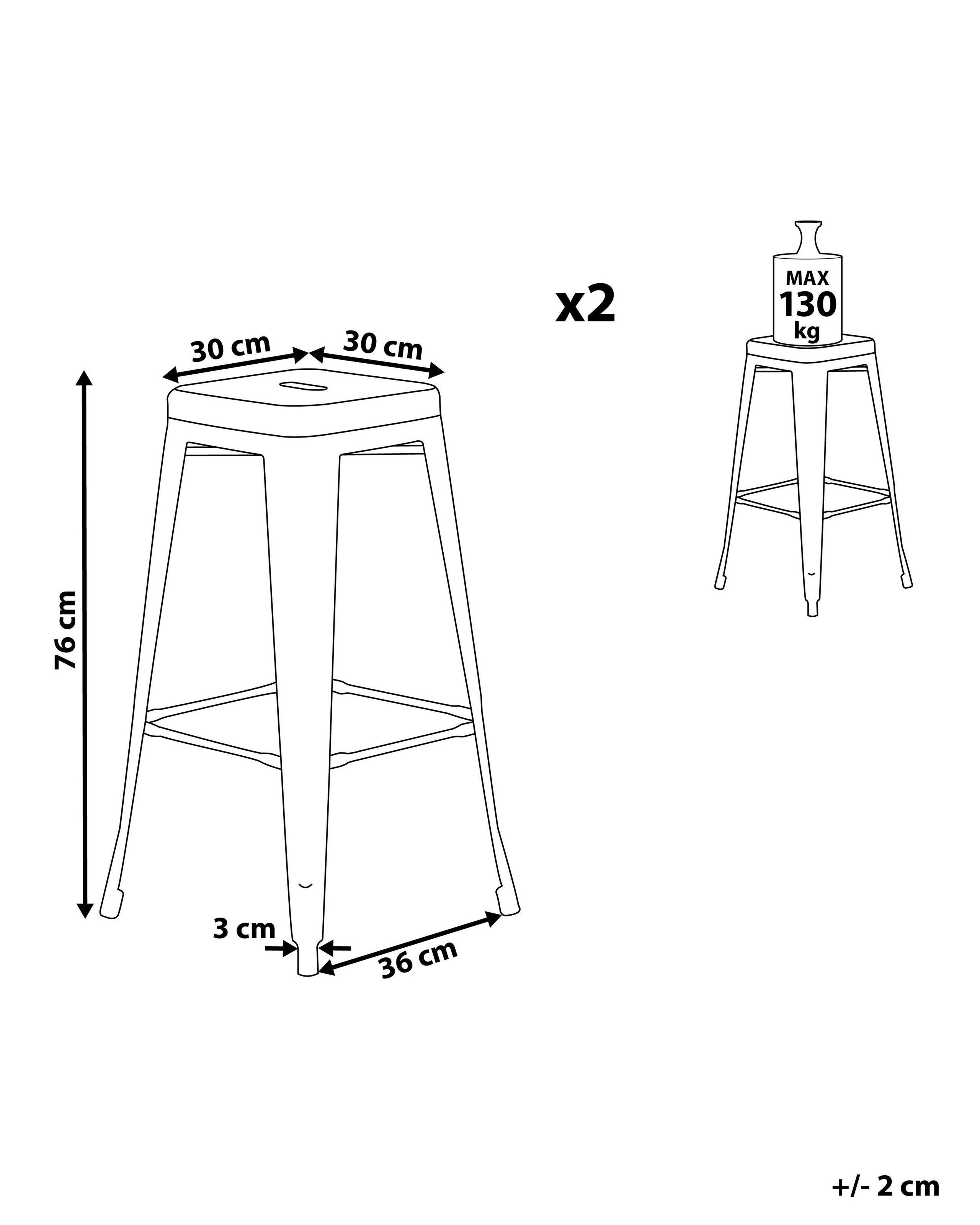 Beliani Lot de 2 tabourets de bar en Acier Industriel CABRILLO  