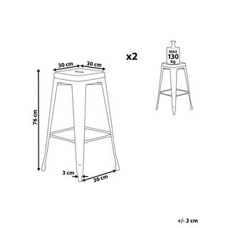 Beliani Lot de 2 tabourets de bar en Acier Industriel CABRILLO  