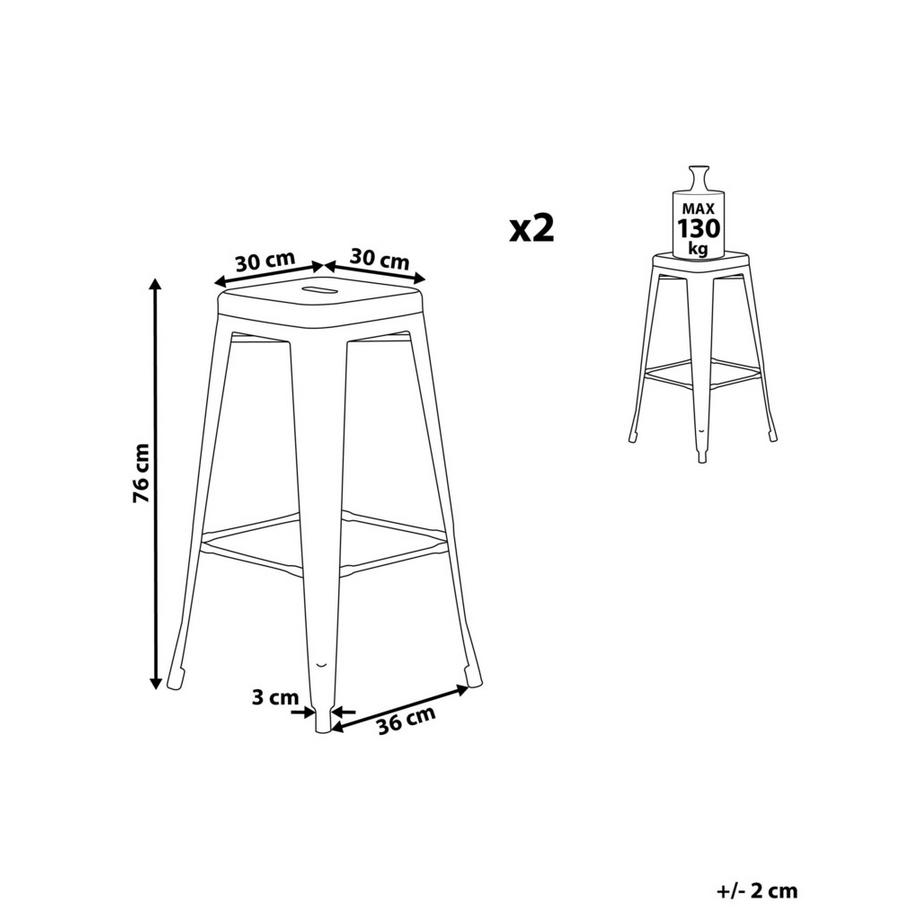 Beliani Lot de 2 tabourets de bar en Acier Industriel CABRILLO  