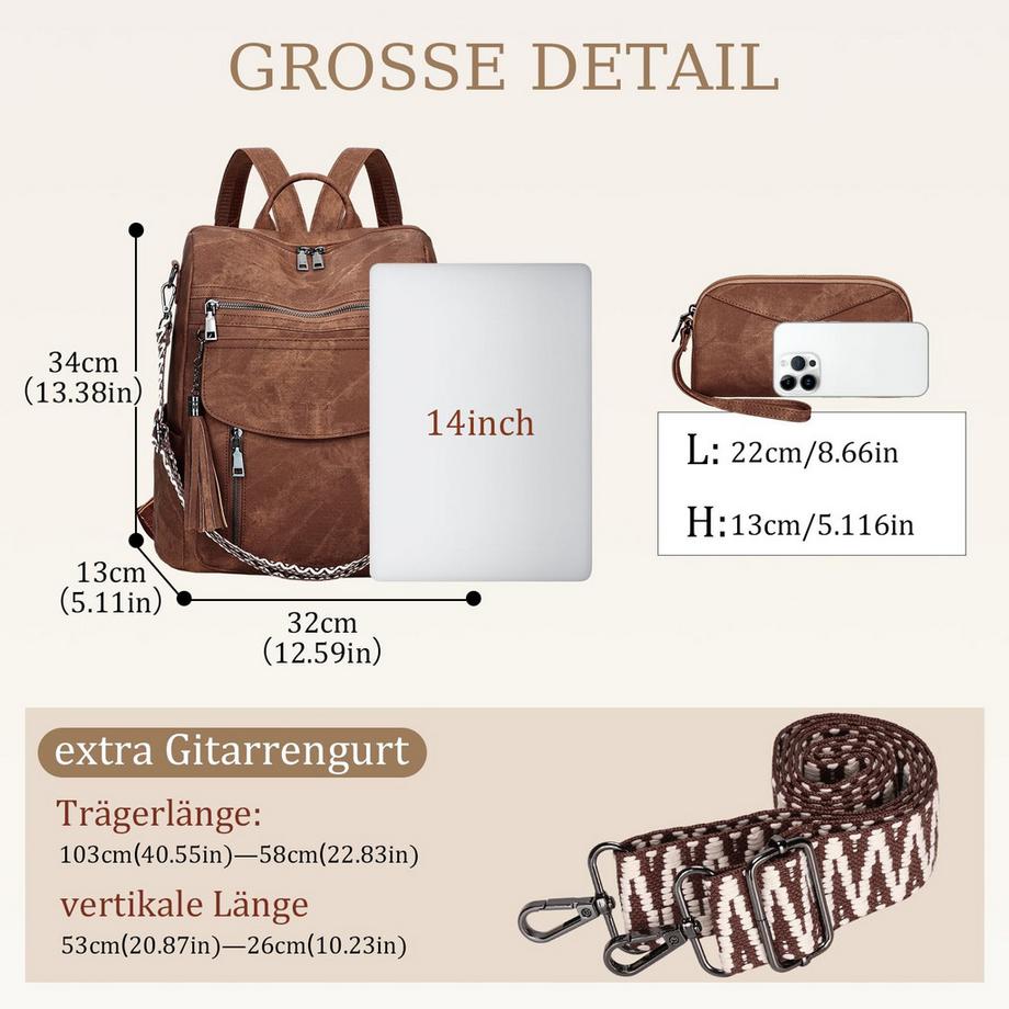 Only-bags.store Wasserdichter Veganer Leder City Rucksack  