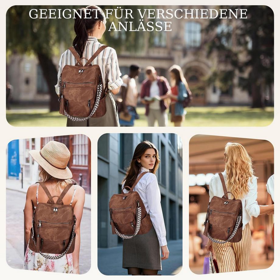 Only-bags.store Wasserdichter Veganer Leder City Rucksack  