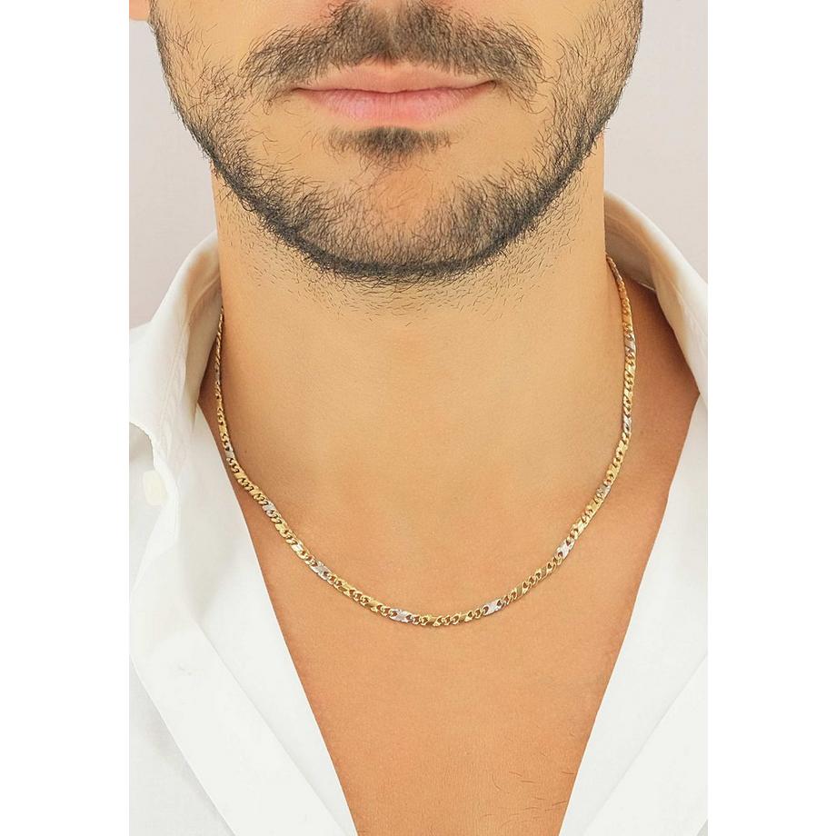 MUAU Schmuck  Collier 8er-Kette Bicolor Gelb-/Weissgold 750, 3.2mm, 42cm 