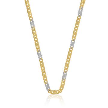 Collier 8 pièces bicolore jaune/blanc or 750, 3.2mm, 42cm