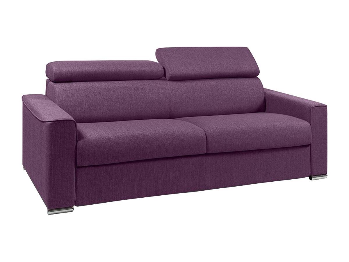 LINEA SOFA Schlafsofa 4-Sitzer - Liegefläche mit Lattenrost: 160 cm - Matratze: 14 cm mit Memory Schaum - Stoff - Violett - VIZIR  