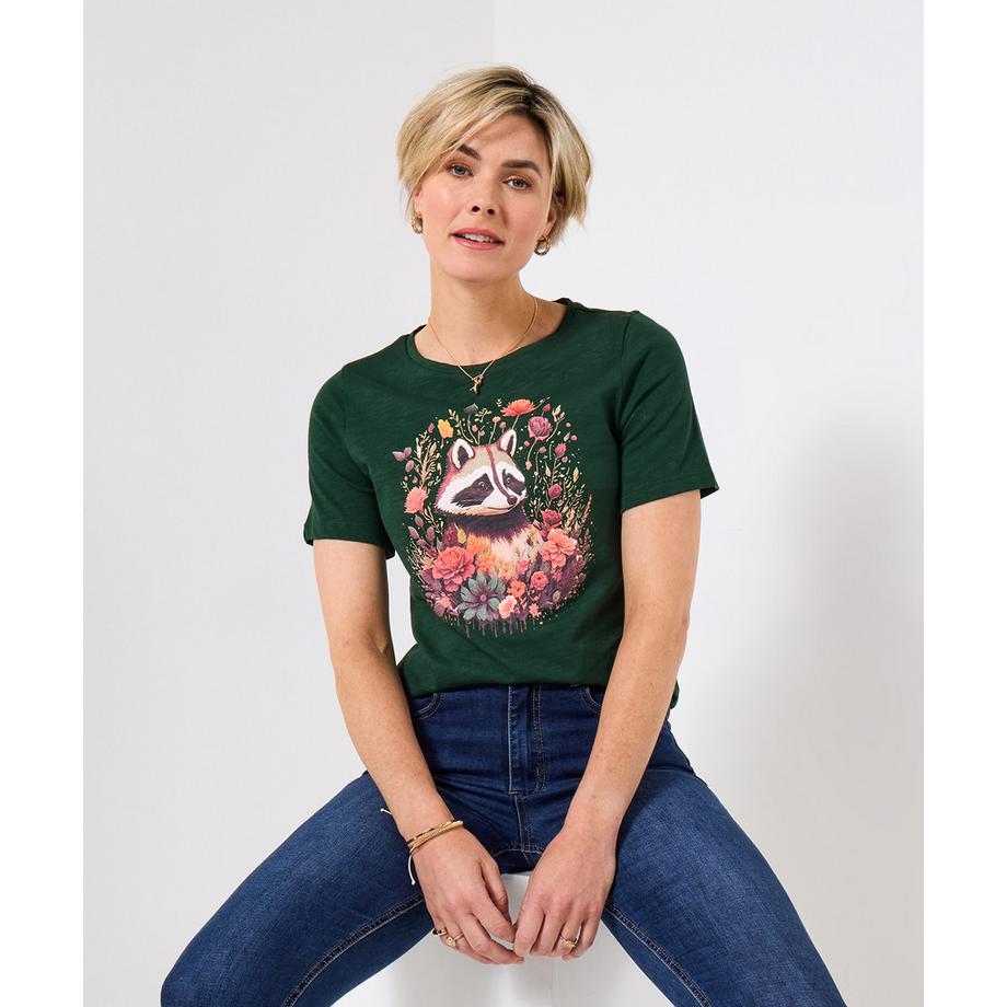 Waldfuchs-T-Shirt mit Rundhals und kurzen Ärmeln