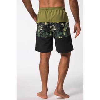 JP1880  Badeshorts, Beachwear, Elastikbund, Streifen mit Floral-Print 