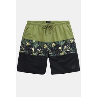 JP1880  Badeshorts, Beachwear, Elastikbund, Streifen mit Floral-Print 